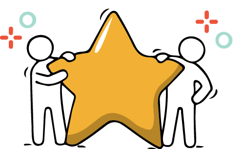 Illustration of two person holding a star